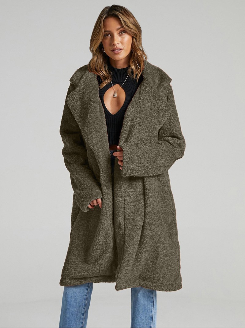 Women Faux Fur Coat Winter Warm Plush Popular Long Overcoat