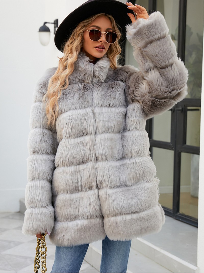 Faux Fur Coat Autumn and Winter Women New Fashion Popular Casual Tops Mid-Length