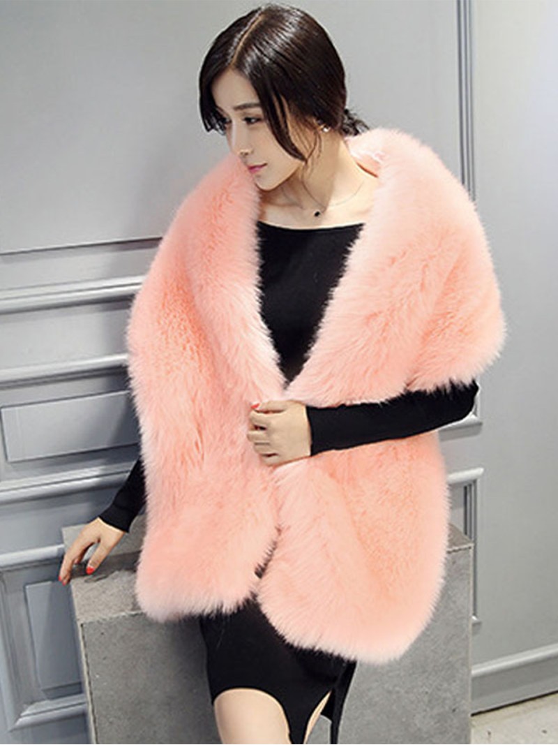 Faux Fox Fur Scarf Shawl Female Winter Plush Stole