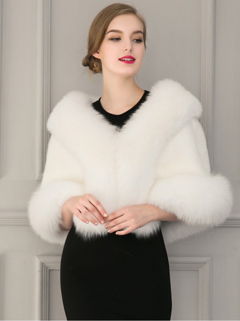 Faux Fur Shawl Female Stole Wedding Wrap Winter Scarf Cape Fur Collar