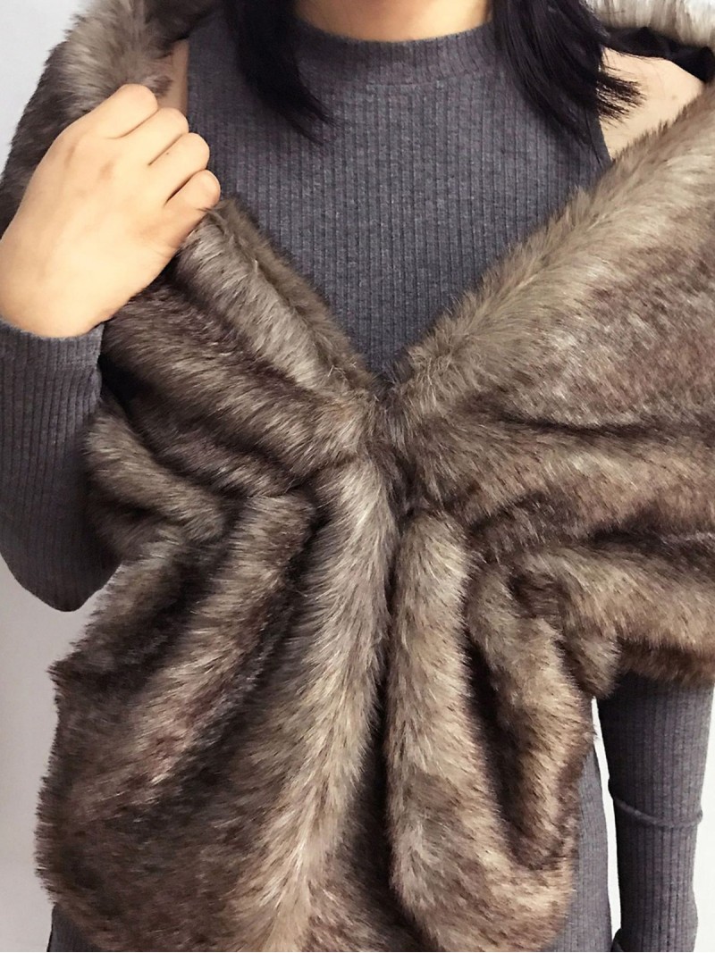 Woman Faux Fur Scarf Animal Color Fashions Shawl