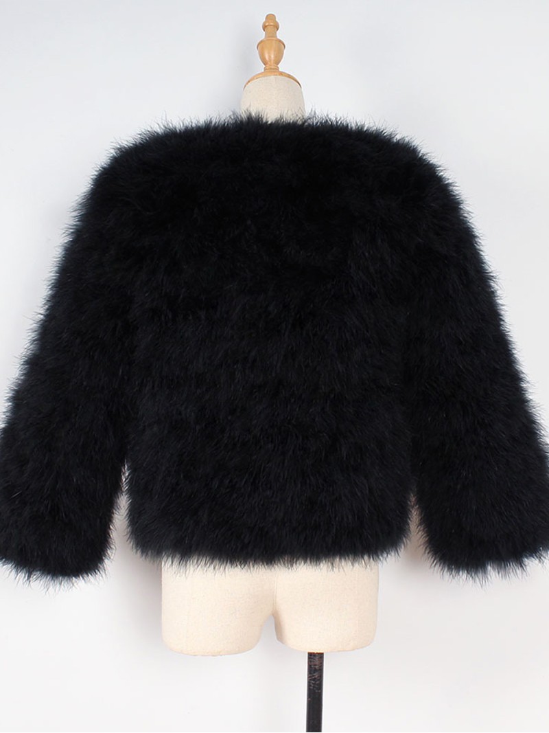 Women Faux Fur Jacket Autumn Winter Black White Short Casual Tops