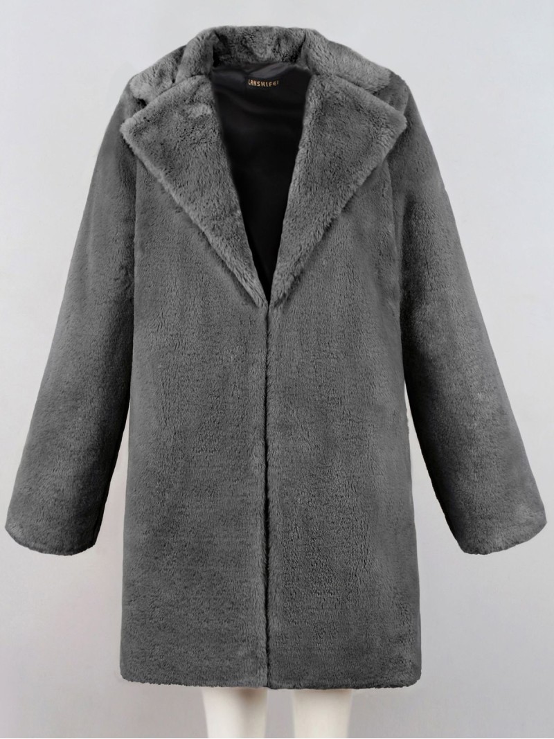 Faux Rabbit Fur Coat Female Mid-Length European and American Loose Plush Outerwear