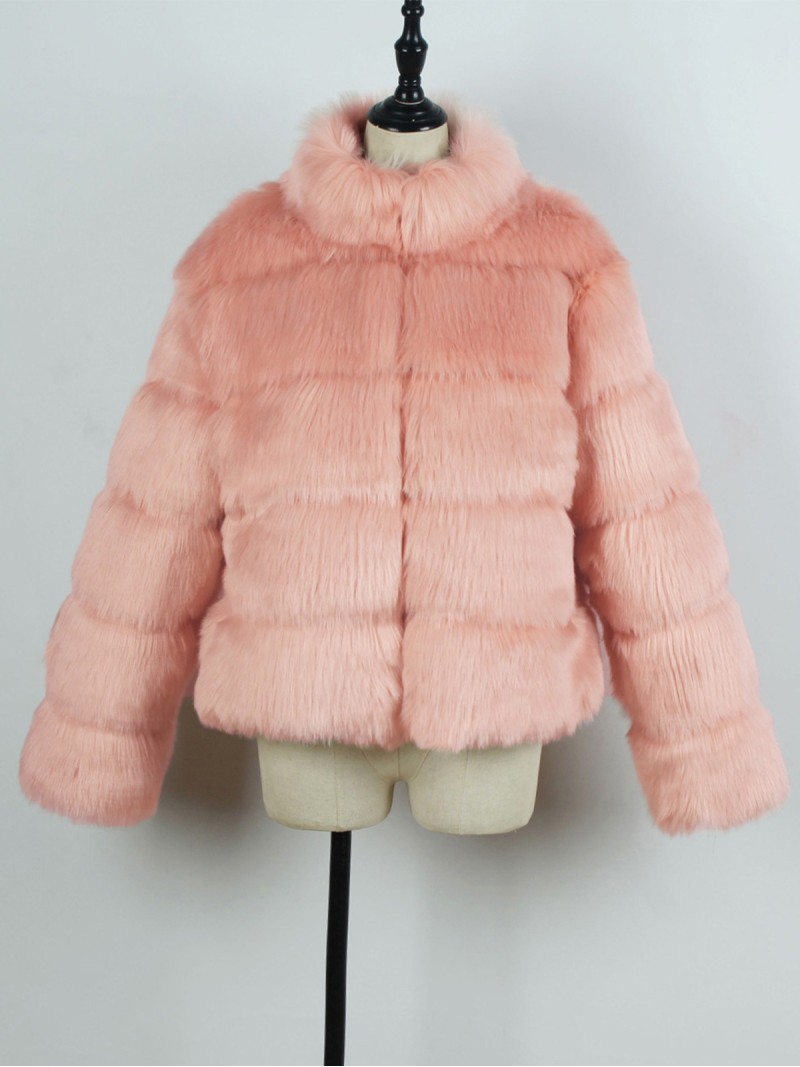 Women Short Faux Fox Fur Jacket European and American Fashion Tops