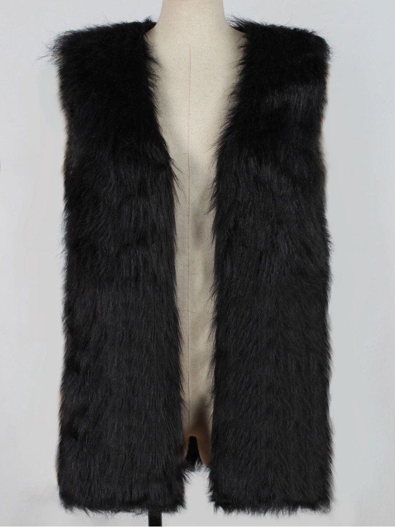 Women Faux Fur Vest Autumn and Winter Multicolor Mid-Length Waistcoat
