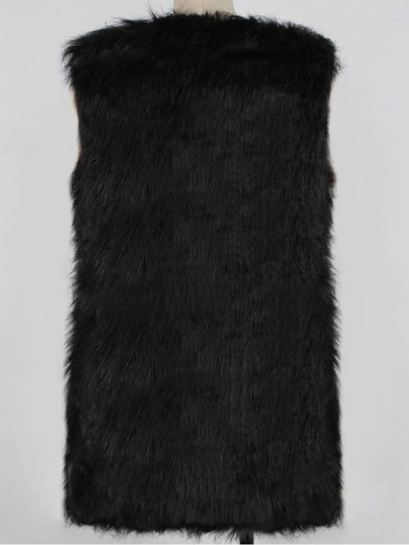 Women Faux Fur Vest Autumn and Winter Multicolor Mid-Length Waistcoat