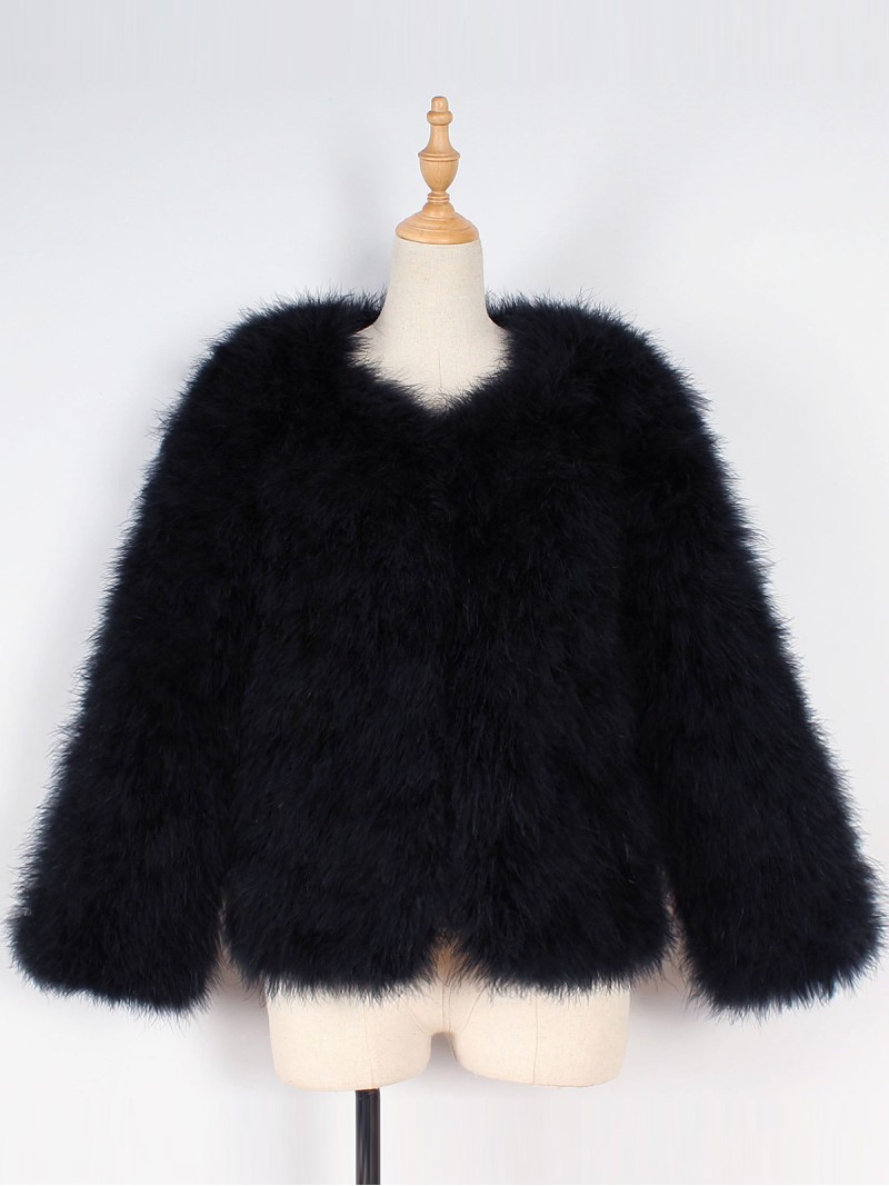 Women Faux Fur Jacket Black and White Winter Fashion Short Casual Tops